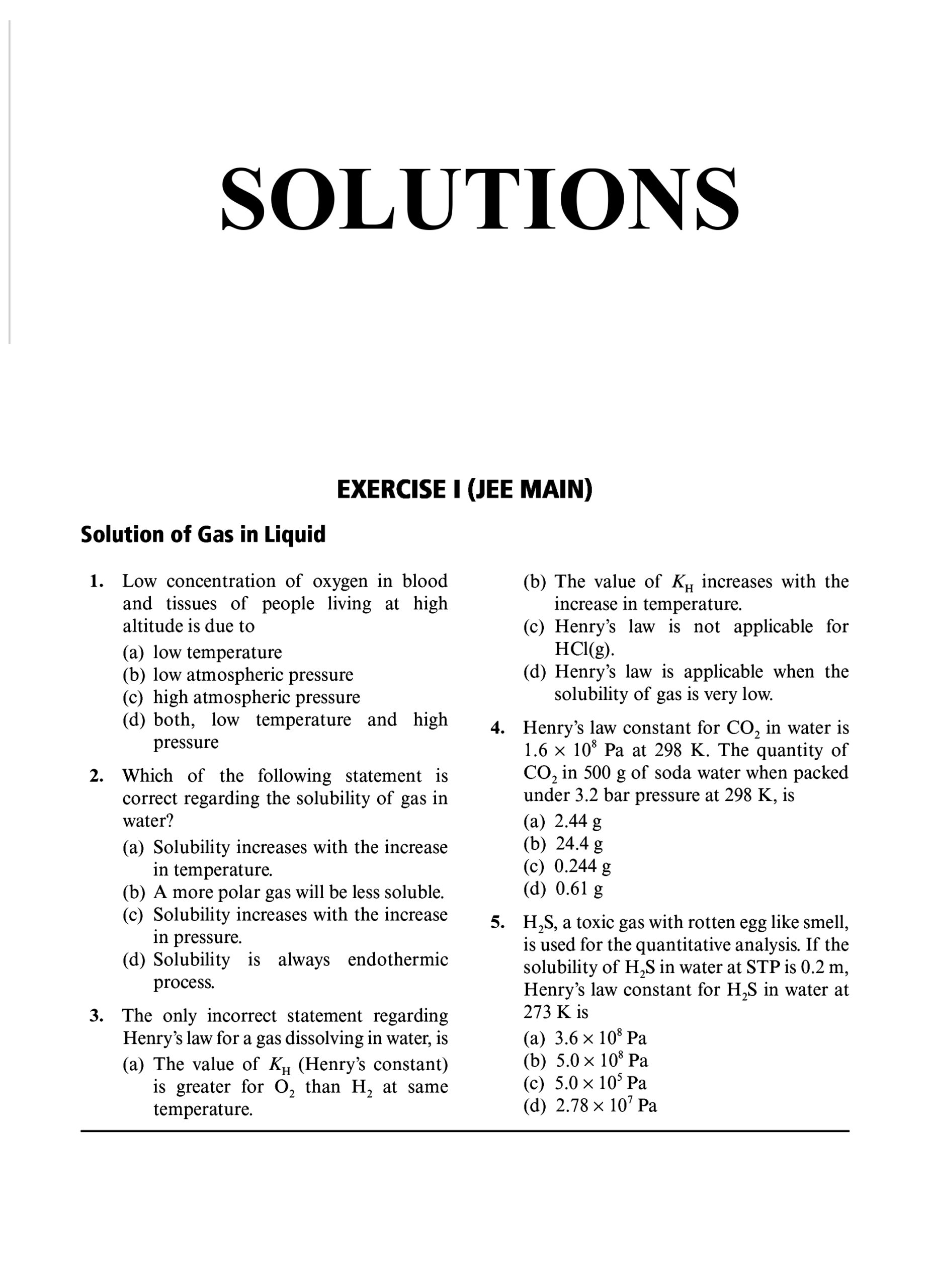 Solutions jee main jee advanced mcq question and answers all about