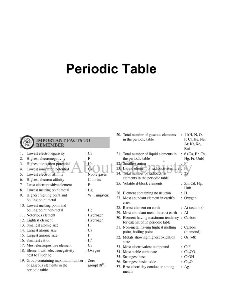 Classification of Elements and Periodicity in Properties ALL ABOUT ...