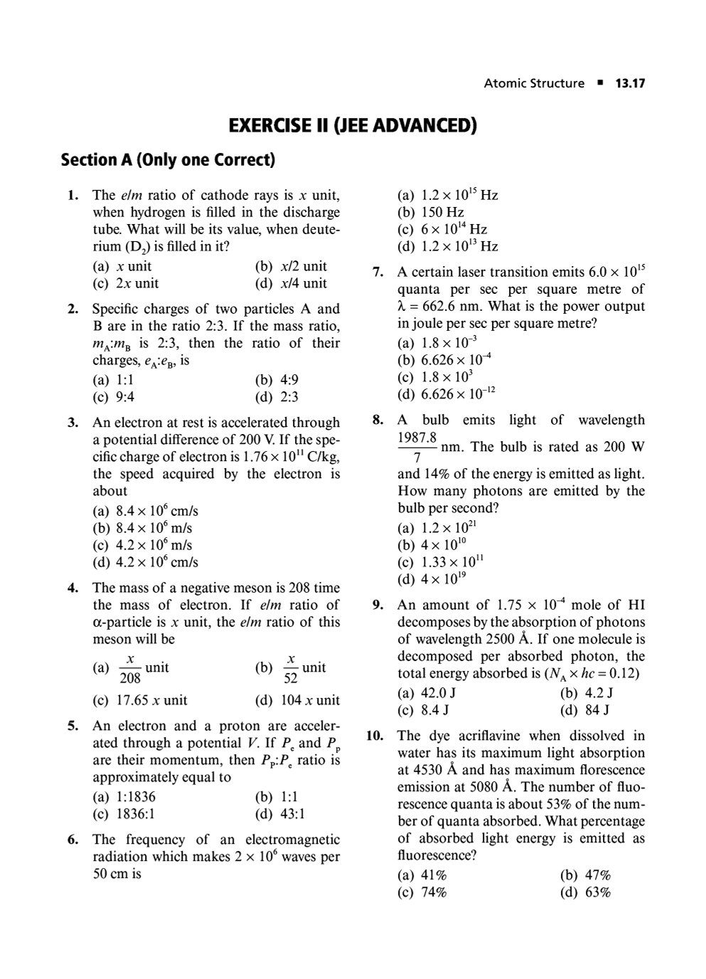 ATOMIC STRUCTURE JEE ADVANCED QUESTIONS PDF|Biswajit Das ALL ABOUT ...
