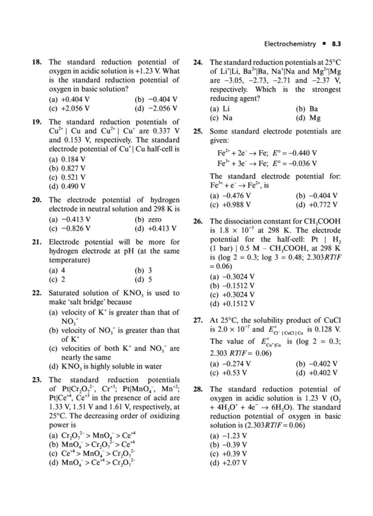 ELECTROCHEMISTRY JEE MAIN QUESTIONS PDF|Biswajit Das