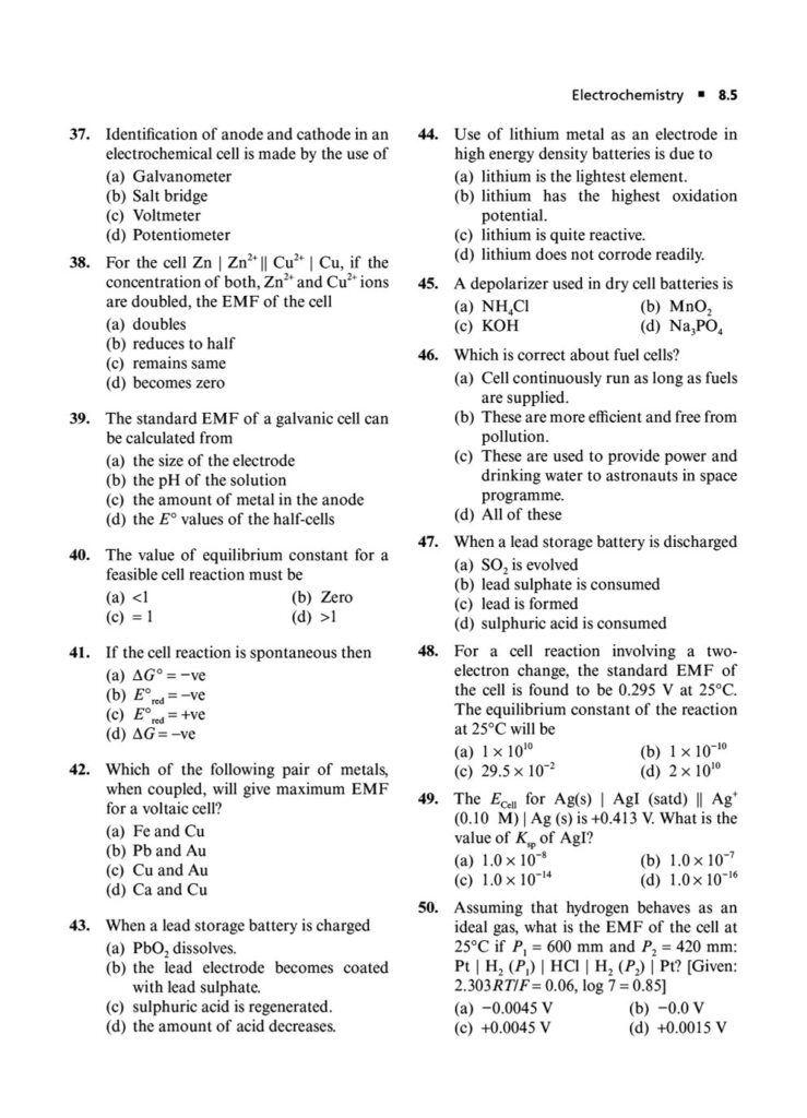 ELECTROCHEMISTRY JEE MAIN QUESTIONS PDF|Biswajit Das