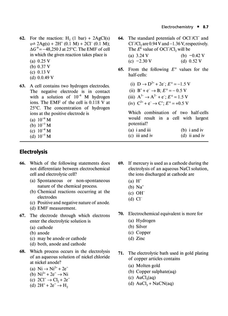 ELECTROCHEMISTRY JEE MAIN QUESTIONS PDF|Biswajit Das